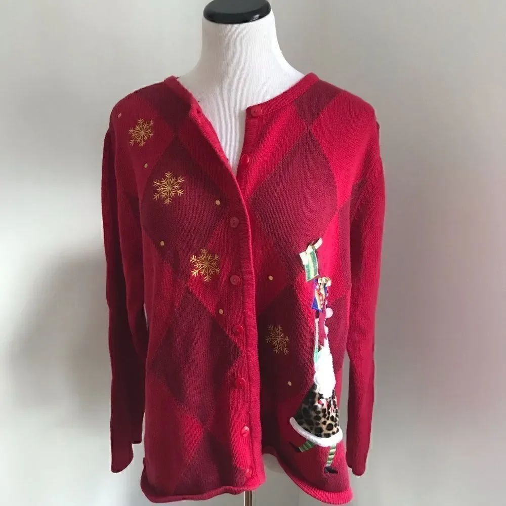 Ugly Christmas Sweater Santa and Presents Sz 16